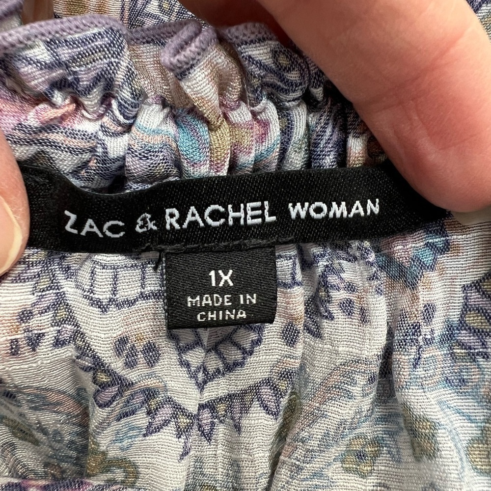 Zac & Rachel Woman Size‎ 1X Paisley Floral Blouse Ruffle Tiered Bell Sleeve - Picture 7 of 9